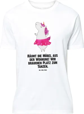 Produktbild von Mr. & Mrs. Panda Tshirt Einhorn Ballerina - Weiß - Geschenk, Geburtstag, Oversize Shirt, Wohnung, Lustiges T-Shirt, Unicorn, Einhörner
