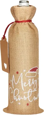 Produktbild von BRUBAKER Weinbeutel für Weihnachten - Merry Christmas - 36 cm x 17 cm Jutesack - Sack für Wein, Sekt - Frohe Weihnachten Flaschenbeutel, 1 Stück