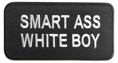 Obrázok produktu pre Smart Ass White Boy - nášivka, nažehľovacia nášivka, nášivka, nášivky, na nažehlenie, veľkosť: 10,5 x 5,4 cm