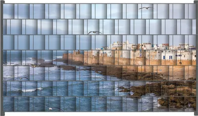 Produktbild von Wallario Zaunsichtschutz mit Motiv Alte Stadt am Meer für Ein- und Doppelstabmatten Zäune in der Größe 250 x 140 cm