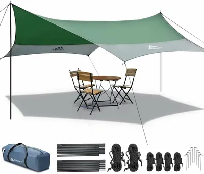 Produktbild von Zeltplane wasserdicht, 3,7 x 4,3 m, 6 Befestigungspunkte, für Camping und Outdoor