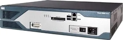 Produktbild von Cisco 2821, 10,100,1000 Mbit/Sek, Ethernet (RJ-45), IOS, 128-bit AES, 192-bit AES, 256-bit AES, 3DES, DES, 2U, Blau, Edelstahl