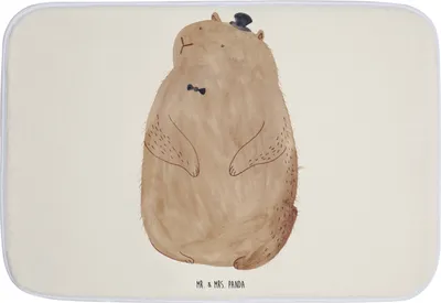 Produktbild von Mr. & Mrs. Panda Badematte Murmeltier - Weiß - Geschenk, Knigge, Duschvorleger, Fröhlichkeit, Badteppich, Badezimmer Matte, Anstand, Badvorleger, Respekt, Freundlichkeit