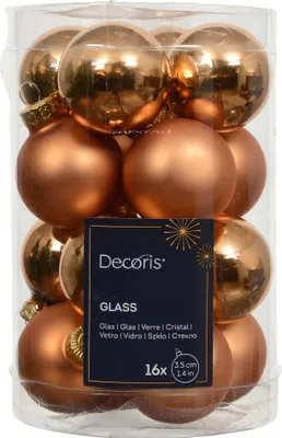 Zdjęcie produktu dla Bombki świąteczne szklane, 3,5 cm, 16 sztuk - kolor brandy