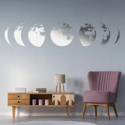 Mondphasen in Gold und Silber – Decords Wandtattoo, Produktansicht 1
