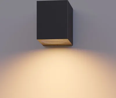 Produktbild von Calex Sanremo Wandleuchte, für Außen & Innen, GU10 Fassung, Rechteck, LED Downlight mit Tag-/Nachtsensor Leuchtmittel, wasserdicht, Schwarz