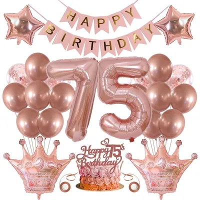 75. Geburtstag Dekoration Rosé Gold – 24-teiliges Ballonset