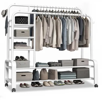 Image de InAndOutdoorMatch - Porte-vêtements mobile sur roulettes - Réglable - Noir, Image générée par une IA