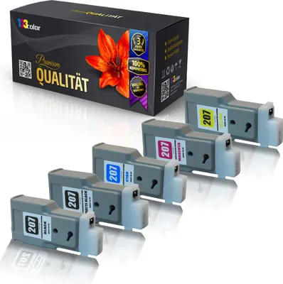 Produktbild von 5x Kompatible Tonerkartuschen für Canon imagePROGRAF IPF680 imagePROGRAF IPF680 Series imagePROGRAF IPF685 imagePROGRAF IPF780 PFI-207 PFI207 PFI 207 MBK BK CY MA YE - Office Line Serie