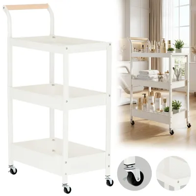 Immagine prodotto di Carrello di servizio mobile per salone parrucchiere, estetica, spa, con ripiani e ruote, bianco