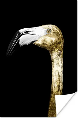 Produktbild von MuchoWow® Poster Flamingo - Gold - Porträt 40x60 cm - Plakate für die Wand - Poster Babyzimmer