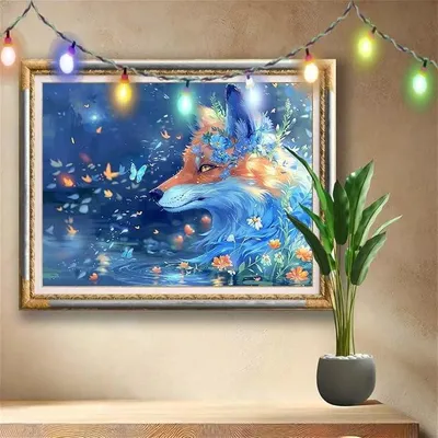 Imagen del producto de Kit de pintura con diamantes 5D para adultos, tamaño grande (100x133 cm), diseño de mariposa y zorro. Kit de manualidades para niños, pintura con diamantes, bordado de cuentas de cristal, ideal para decorar paredes de dormitorios. Modelo 511N-6079