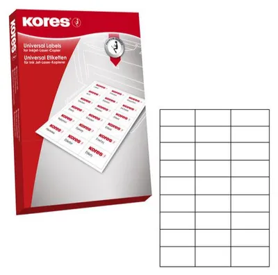 Immagine prodotto di Kores Universal-Etiketten, 70 x 32 mm, weiá, 100 Blatt
