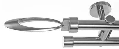 Produktbild von Edelstahl Look Gardinenstange Ø 20mm Deckenträger 2-läufig zweiläufig Deckenbefestigung Ellipse D41 E85E30 RR