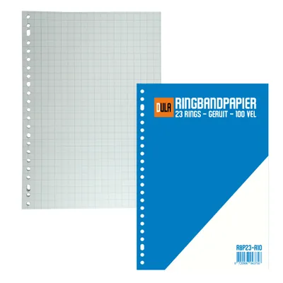 Produktbild von DULA - Ringbuchpapier A4 - 23 Ringe - 10 mm kariert - 70 Gramm - 100 Blatt - Kariertes Papier