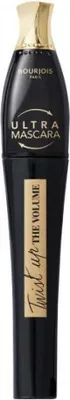 A black mascara tube with a gold cap and gold text on a white background.