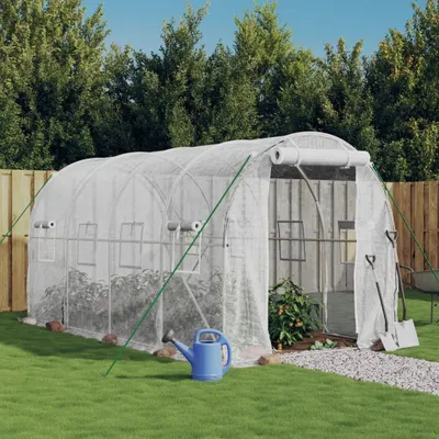 Produktbild von Möbel Gewächshaus mit Stahlrahmen Weiß 8 m² 4x2x2 m - Pflanzenhaus 3188028