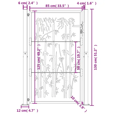 Immagine prodotto di vidaXL Cancello da giardino antracite 105x130 cm in acciaio design bambù