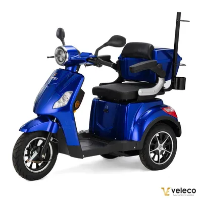 Immagine prodotto di Scooter elettrico Veleco Draco - Freno elettromagnetico - Scooter a 3 ruote per anziani - Completamente assemblato - Scooter per la mobilità - Stabile e sicuro (Blu)