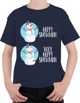 Produktbild von Very Happy Snowmann lustiger Schneemann - Weihnachten Weihnachtsgeschenk Christmas Uni Kinder T-Shirt, Navy, 140