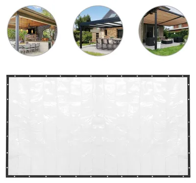 Immagine prodotto di Pannello trasparente per esterni - Tenda protettiva in PVC - Impermeabile e resistente agli agenti atmosferici - Schermo antivento per terrazza - Adatto per pergole, verande, balconi - 1 pezzo - 2,4 x 6,1 m - 60 g/m² - Nero