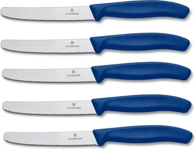 Produktbild von Victorinox Tomatenmesser Brötchenmesser Tafelmesser Set 5-teilig Swiss Classic (Blau)