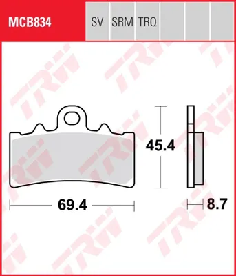 Immagine prodotto di TRW Set di pastiglie freno MCB834TRQ 250 Duke KTM IS DUKE G310R 5R31 Caballero 125 FC12