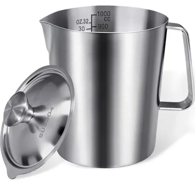 Milchaufschäumerkanne 1000 ml, Edelstahl, mit Deckel