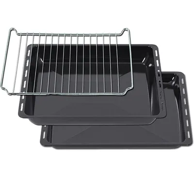 Produktbild von ICQN 45.5 x 37.5 x cm Backbleche & -Gitter Set, 3 cm und 6 cm Tief, 2er Emailliert Fettpfanne und Verchromt Backofenrost für Backofen & Herd, Kratzfest & Rostfrei, 455 x 375 x 30 mm