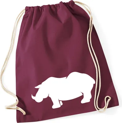 Produktbild von Huuraa Turnbeutel Nashorn Silhouette 12 Liter Burgundy Baumwolle Rucksack Geschenkidee