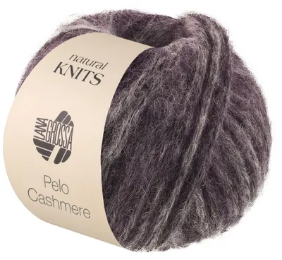 Produktbild von Lana Grossa PELO CASHMERE 50 g begeistert mit einer flauschigen Netzgarnstruktur Farbe 006 - Anthrazit/Aubergine