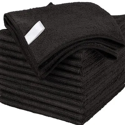 Obrázek produktu pro Mikrovláknová utěrka – utěrka bez šmouh – opakovaně použitelná utěrka – pro domácnost, auto – černá – 30 x 30 cm – sada 12 kusů