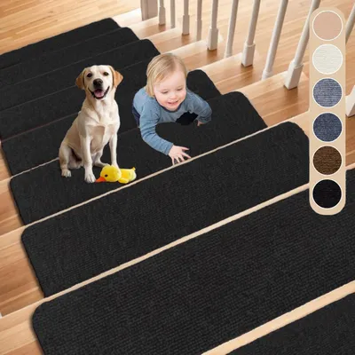 Produktbild von Set von 15 Selbstklebenden Antirutsch Treppenmatten Schwarz 60×20 cm