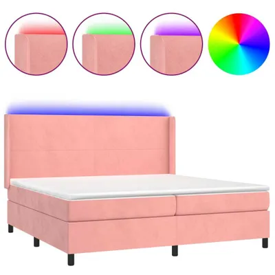 Produktbild von Boxspringbett mit Matratze & LED Rosa 200x200 cm Samt