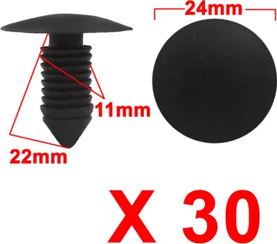 Image de 30Pcs Push Noir Rivets en plastique type panneau garnissage porte fixation 11mm Clip pour voiture
