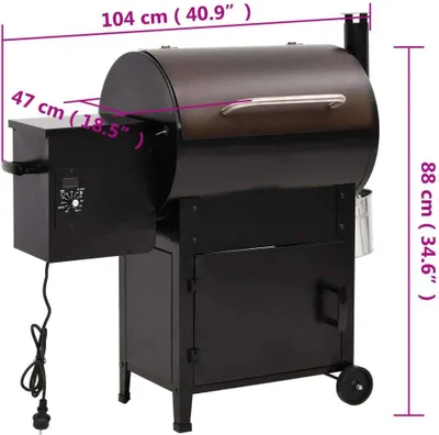 Zdjęcie produktu dla Grill Na Pellet Z Kominem, Czarny, 104 Cm, Żelazo Lumarko!