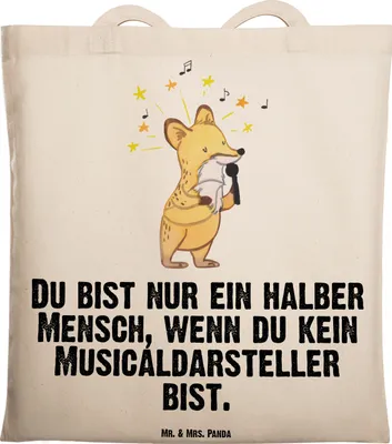 Produktbild von Mr. & Mrs. Panda Beutel Musicaldarsteller Herz - Transparent - Geschenk, Tasche, Tote Bag, totebag, Jutebeutel, Schultasche, Laptoptasche