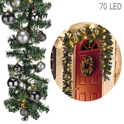 Image de Guirlande de sapin XL LED 540cm avec 70 LED incl. 30 boules d'arbre argentées