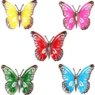 Schmetterlings-Wanddeko aus Metall, 5er-Set, 11x9x0,8 cm, für Innen & Außen