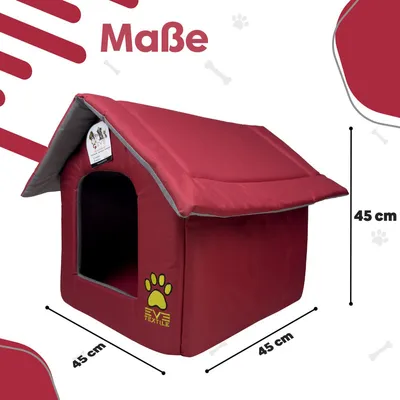 Produktbild von EVE Textile Hundehütte Katzenhütte Haustierhütte 45x45x45 cm Rot Hundehaus Katzenhaus Haustierhaus Hundehöhle Katzenhöhle Kühlend Atmungsaktiv