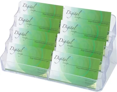 Produktbild von Visitenkartenständer 199x89x98mm glasklar Hartplastik 8 Fächer Packung mit 6 Stück