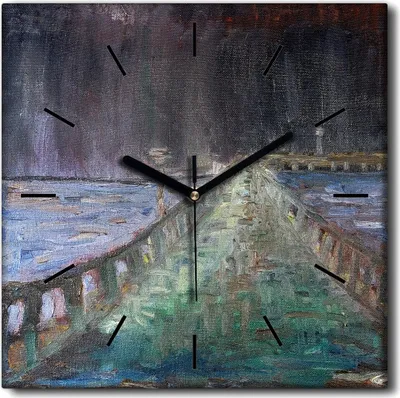 Produktbild von Coloray Uhr auf Leinwand 30x30 cm Wand Uhr Dekoration Wohnzimmer Segeltuch schwarze Hände -Meereslandschaftsresort