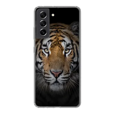 Produktbild von MuchoWow® Handyhülle Schutzhülle Hülle für Samsung Galaxy S21 FE Tiger - Wildtiere - Porträt - Schwarz - Tiere Silikon Softcase Handy Hülle - Mobiltelefonhülle
