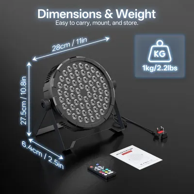 Produktbild von RGB LED Par Scheinwerfer - DMX512 60 LED 30W - Soundaktiv Strobe - Auto & Fernbedienung - Bühnenlicht für DJ Party - EU Stecker 4er Set