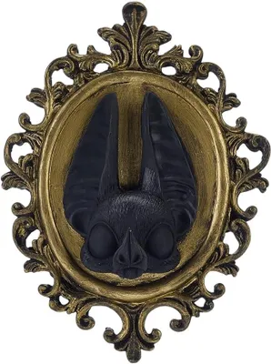 Productafbeelding van Gotische wanddecoratie, vintage vleermuis, donkere, academische stijl, wandkunst, ovaal hangend frame, dierenhoofdsculptuur, geschikt voor Halloween, woonkamer, slaapkamer, kantoordecoratie