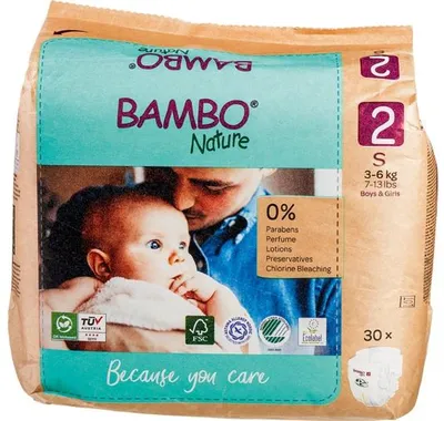 Produktbild von Bambo Nature, Gr. 2, 3-6 kg, Papier Verpackung | Packung (30 Stück)