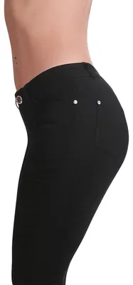 Produktbild von topschuhe24 3232 Damen Skinny Stoffhose Low Waist Hose Glitzer, Farbe:Schwarz, Größe:42 EU