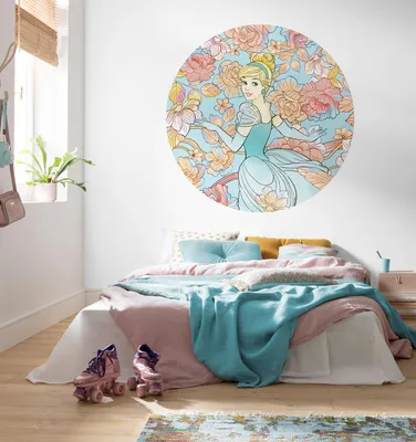 Produktbild von Komar Vlies Fototapete rund und selbstklebend "Cinderella Pastel Dreams" - Größe: 125 x 125 cm (Breite x Höhe) - 1 Stück