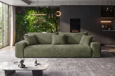 Produktbild von Sofa Cordo By Sofiland - Schlafsofa Mit Bettkasten, Cord-Sofa 265X105 Cm, Hellgrün 37