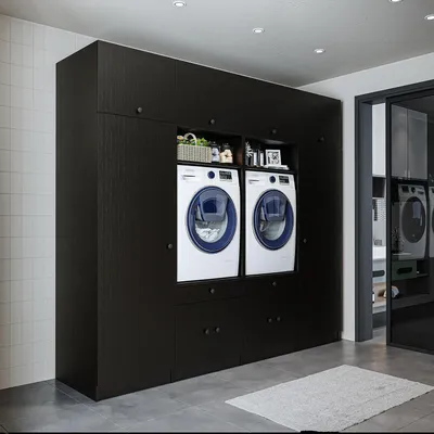 Immagine prodotto di Roomart SERIE 1 Mobile da incasso per lavatrice, larghezza 254 cm, nero-rovere